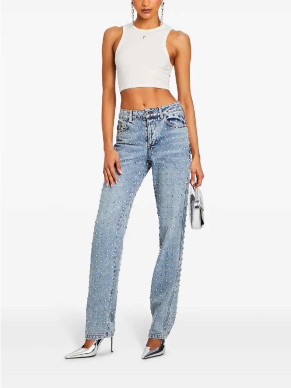 NWT Retrofête Vero Embellished Jeans Tangier Stud Crystal Rhinestones Size 31